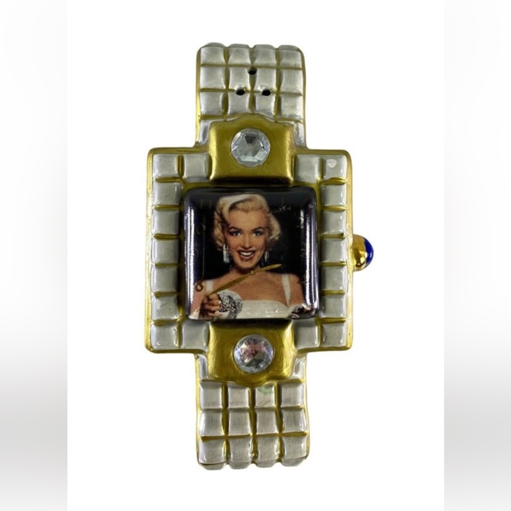 Vintage Gold and White Time Piece Marilyn Monroe Salt and Pepper Shakers
